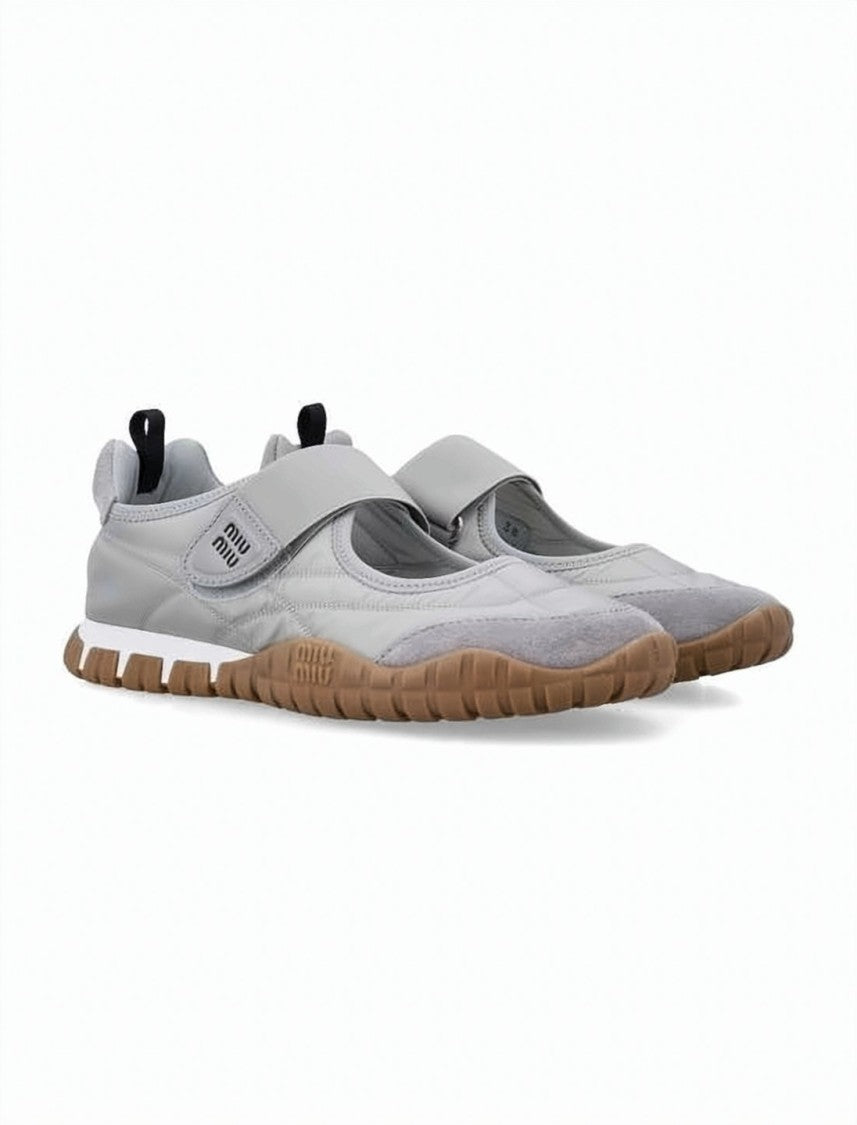 Miu Miu Technical Fabric And Suede Ballet Flats