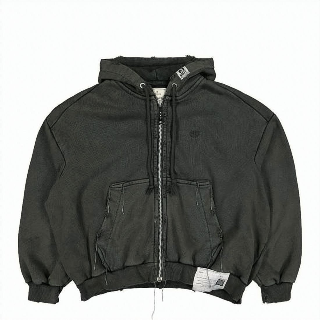 Moschino Distressed Oversized Zip-Up Hoodie With Frayed Edges