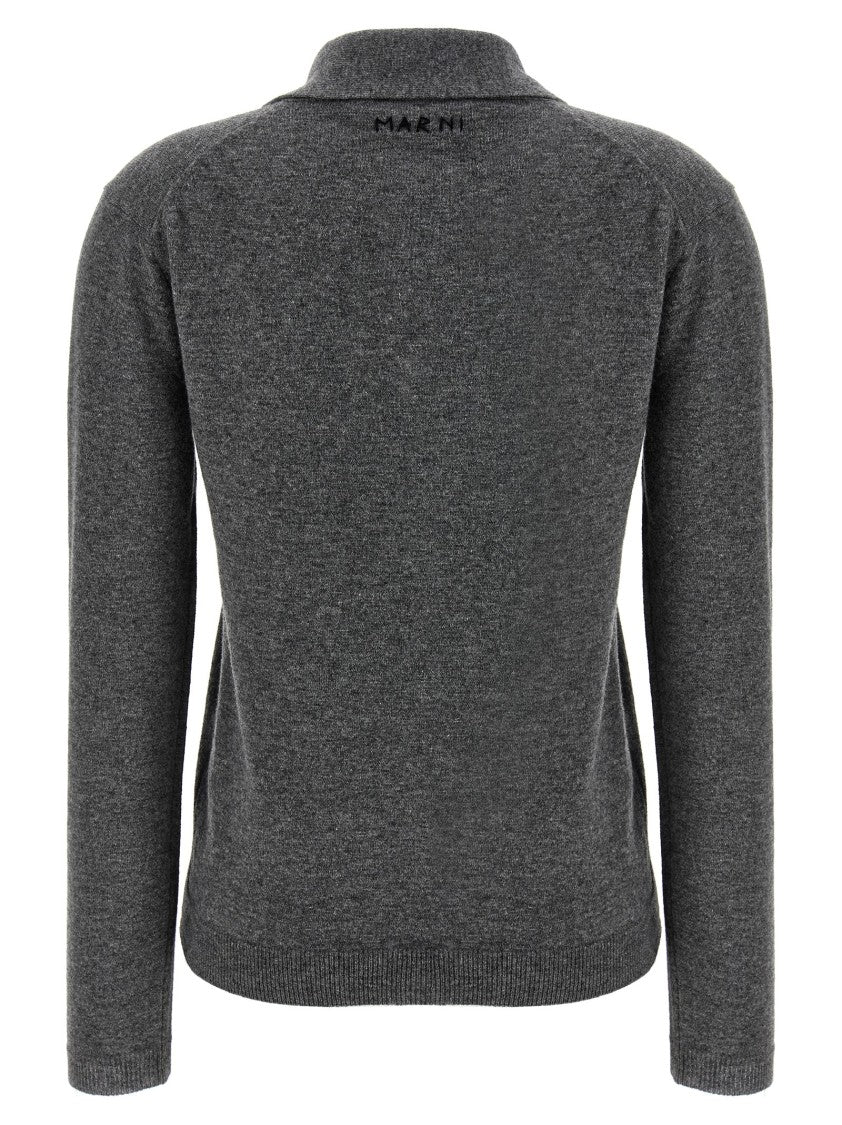 Marni Virgin Wool Cardigan With Contrasting Collar