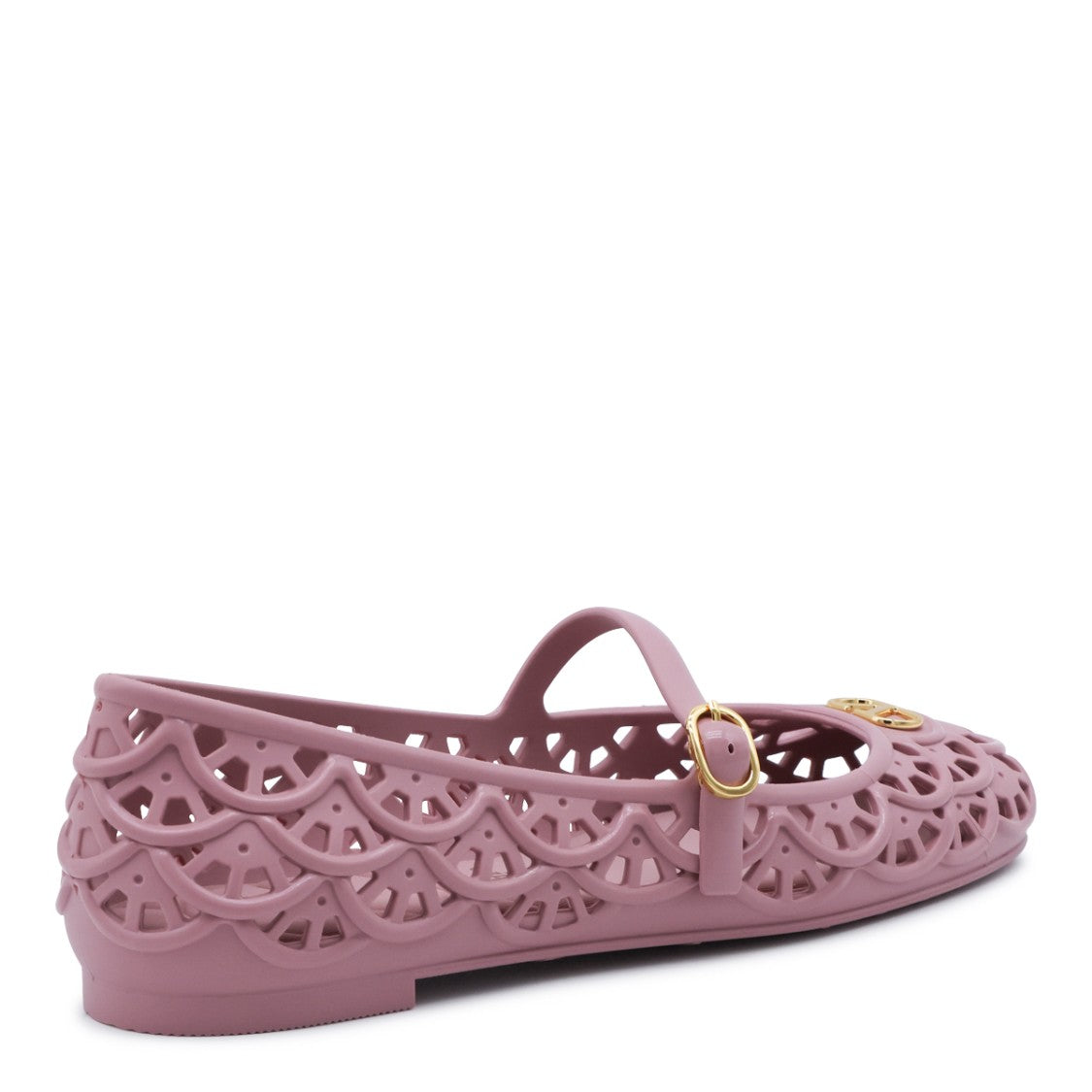 Valentino Garavani Delicate Scalloped Flat Shoes With Gold Accents