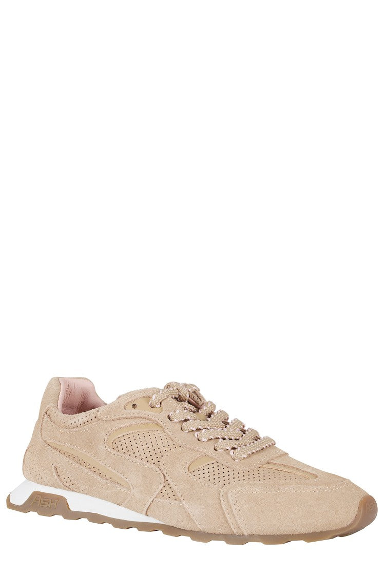 Ash Beige Kasar Suede Mesh Leather Sneakers