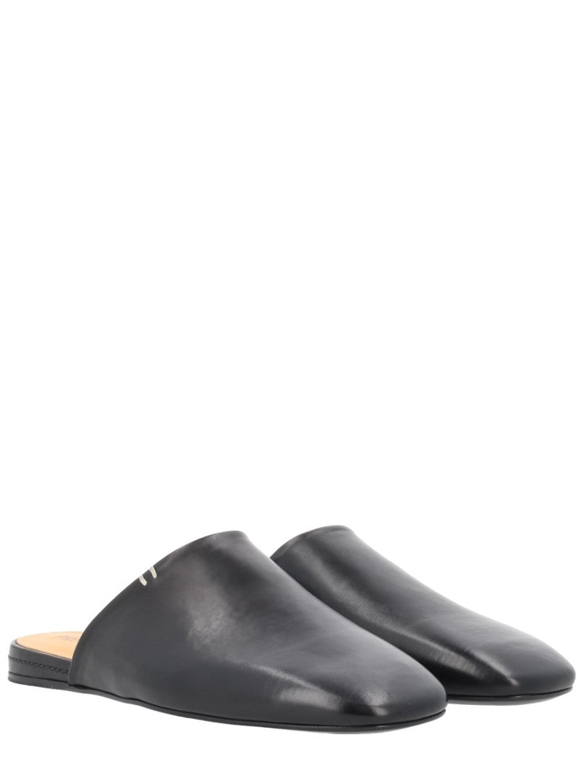 Premiata Polished Black Calfskin Pointed Sabot