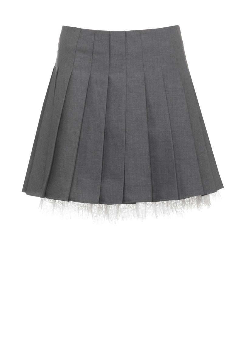 Self-Portrait Mini Pleated Skirt With Lace Hem Detail