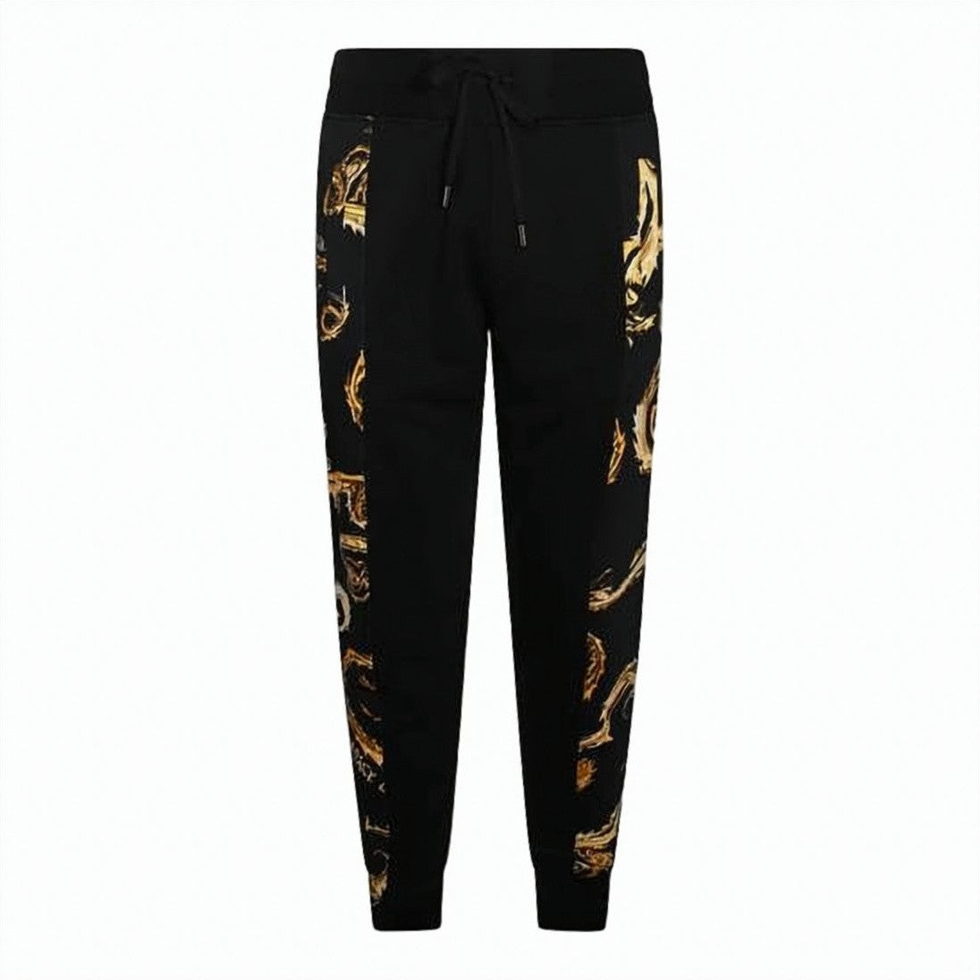 Versace Gold Baroque-Patterned Jogger Pants With Drawstring Waistband