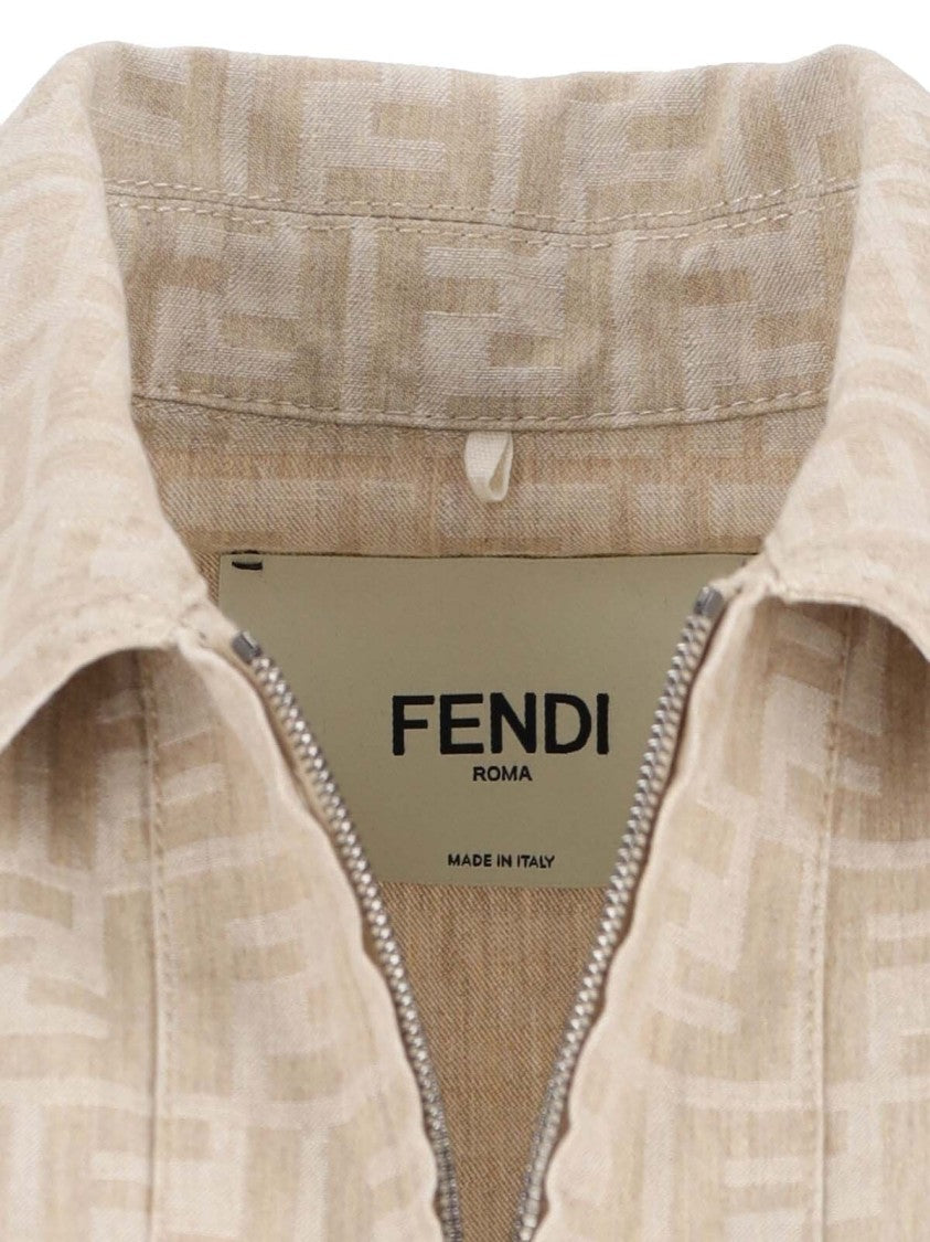 Fendi Classic Blue Jacket With Front Zipper Closure
