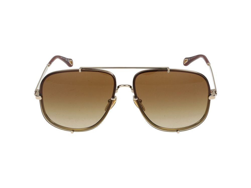 Chloé Gold Ch0348s Metal Large Square Sunglasses