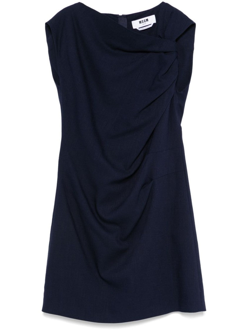 Msgm Asymmetric Neck Sleeveless Viscose Dress