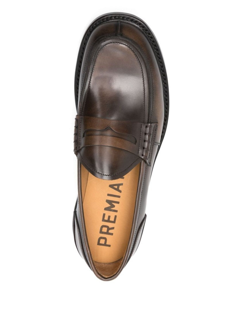 Premiata Penny Slot Detail Brown Leather Loafers