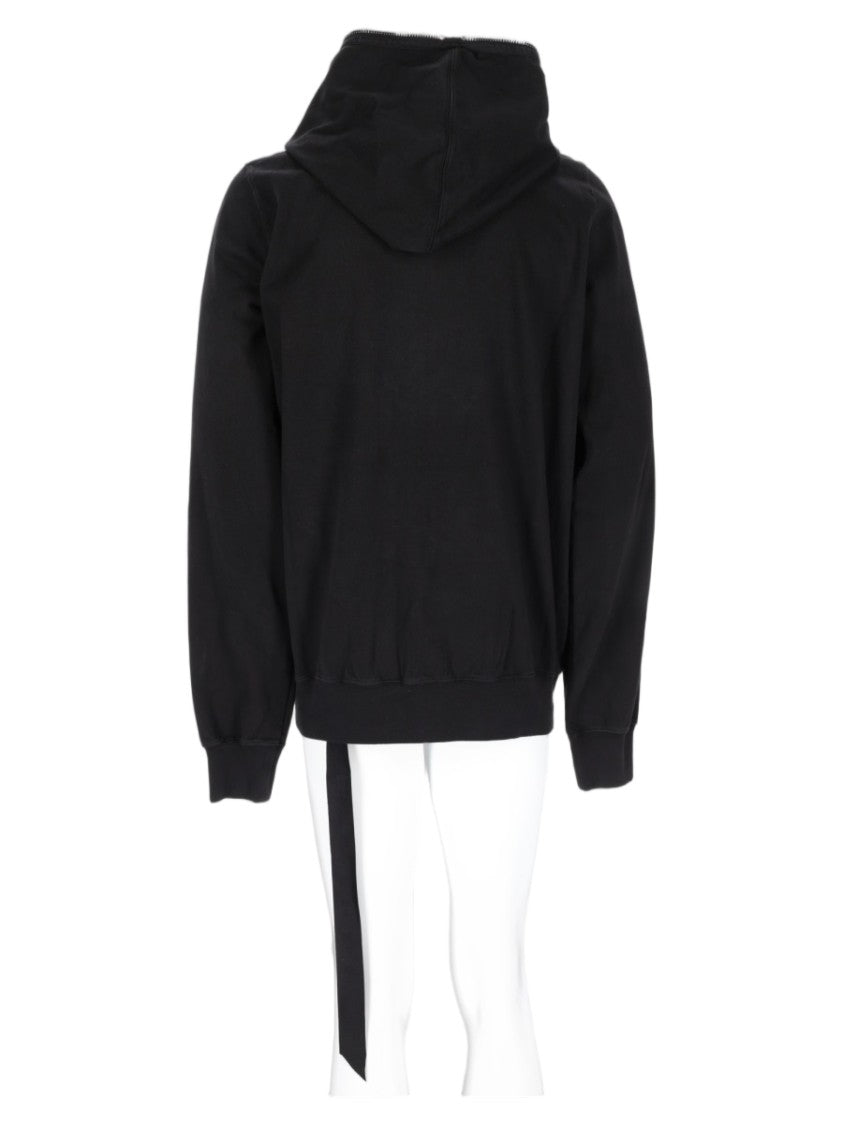 Drkshdw By Rick Owens Zip-Up Hoodie Side Fabric Strip Cotton T-Shirt