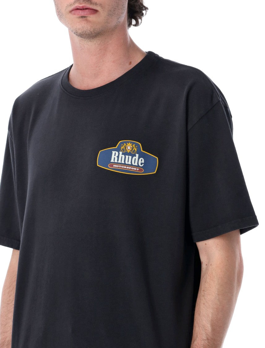 Rhude Racing Crest Black Cotton Tee
