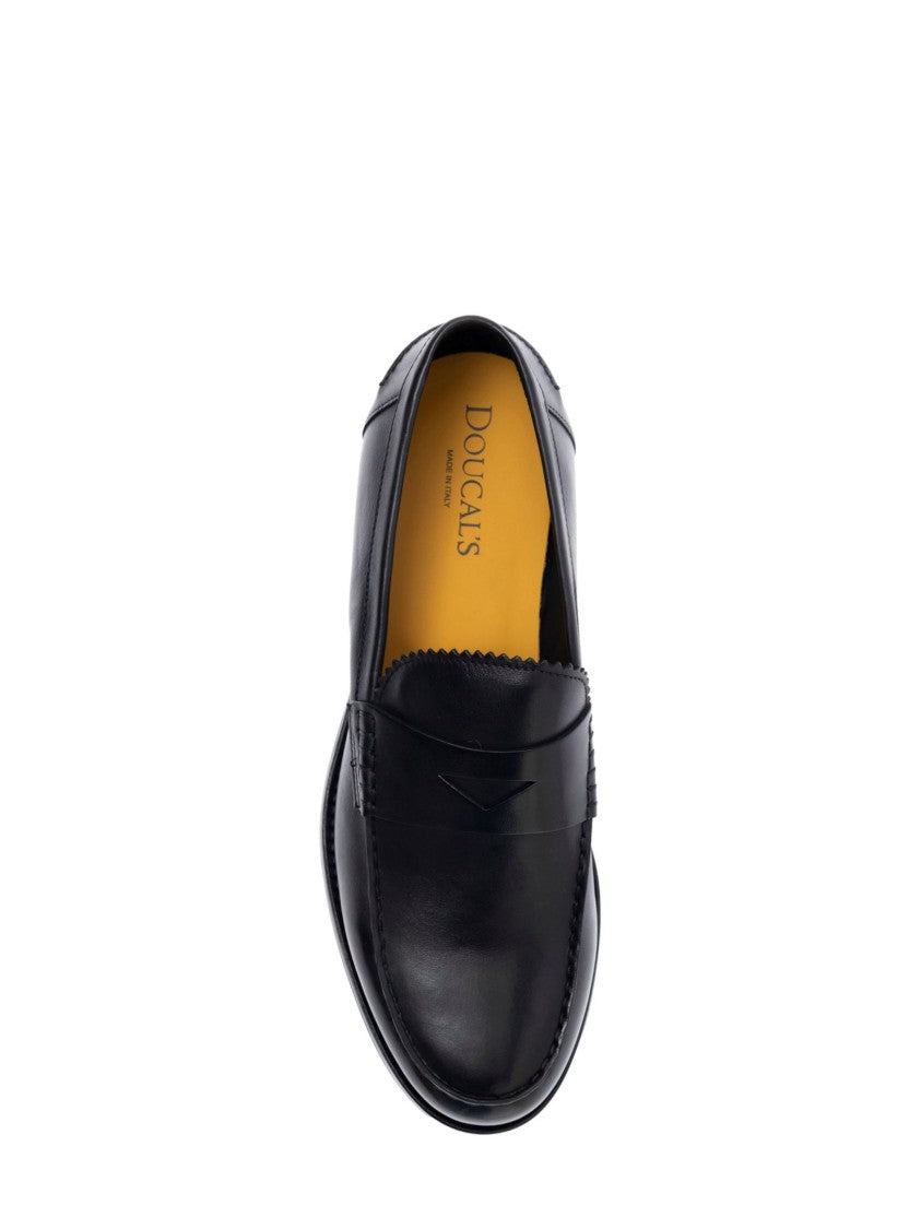 Doucal's Smooth Leather Moc Toe Penny Loafer Loafers
