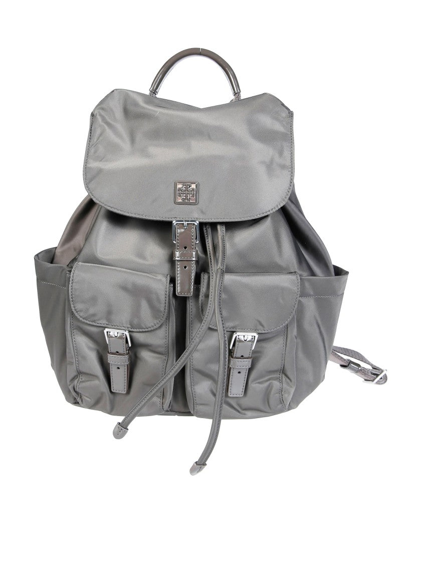 Tory Burch Grey Virginia Flap Top Buckle Backpack