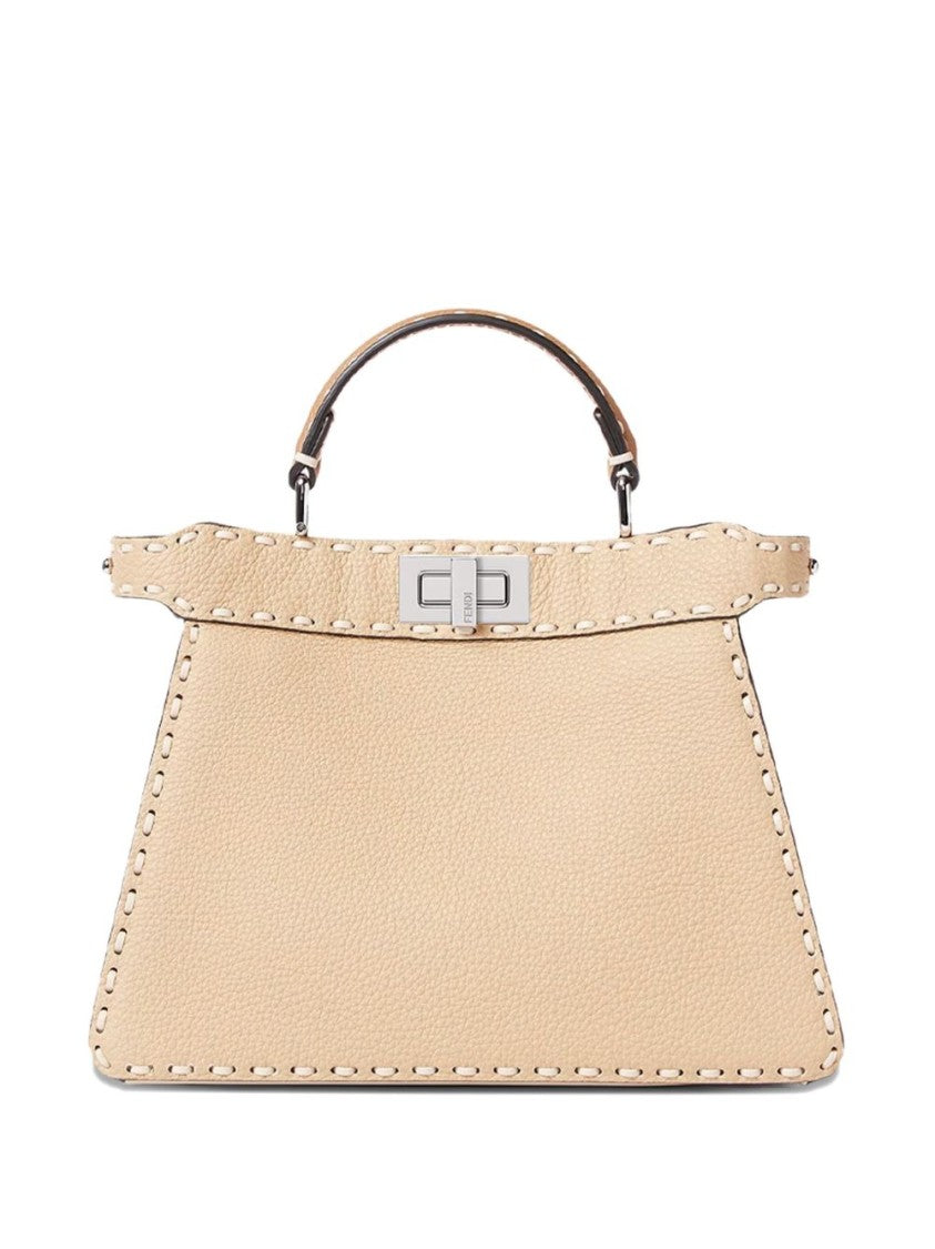 Fendi Trapezoidal Textured Leather Shoulder Bag