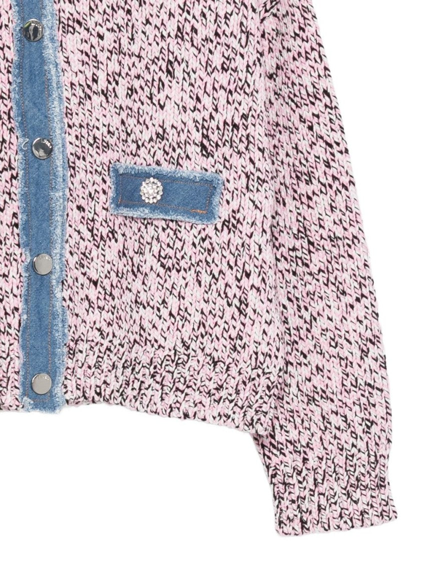 Liu Jo Pink White Striped Buttoned Sweater