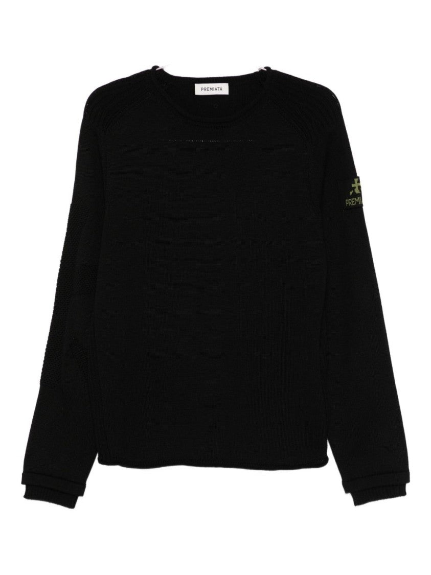 Premiata Black Virgin Wool Sweater With Crew Neckline