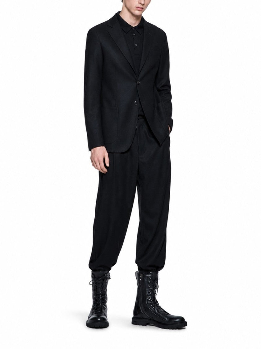 Giorgio Armani Single-Breasted Cashmere Blend Blazer With Notch Lapels