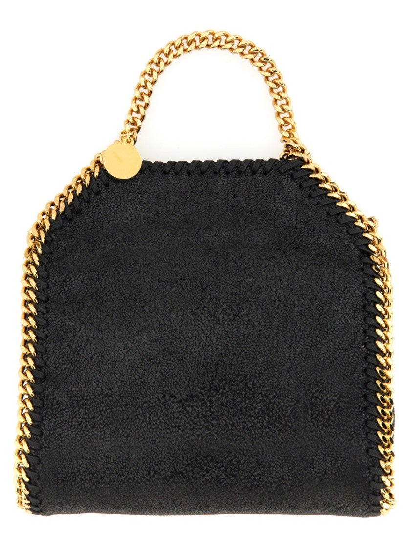Stella Mccartney Textured Black Tote With Gold Chain Trim By Stella Mccartney