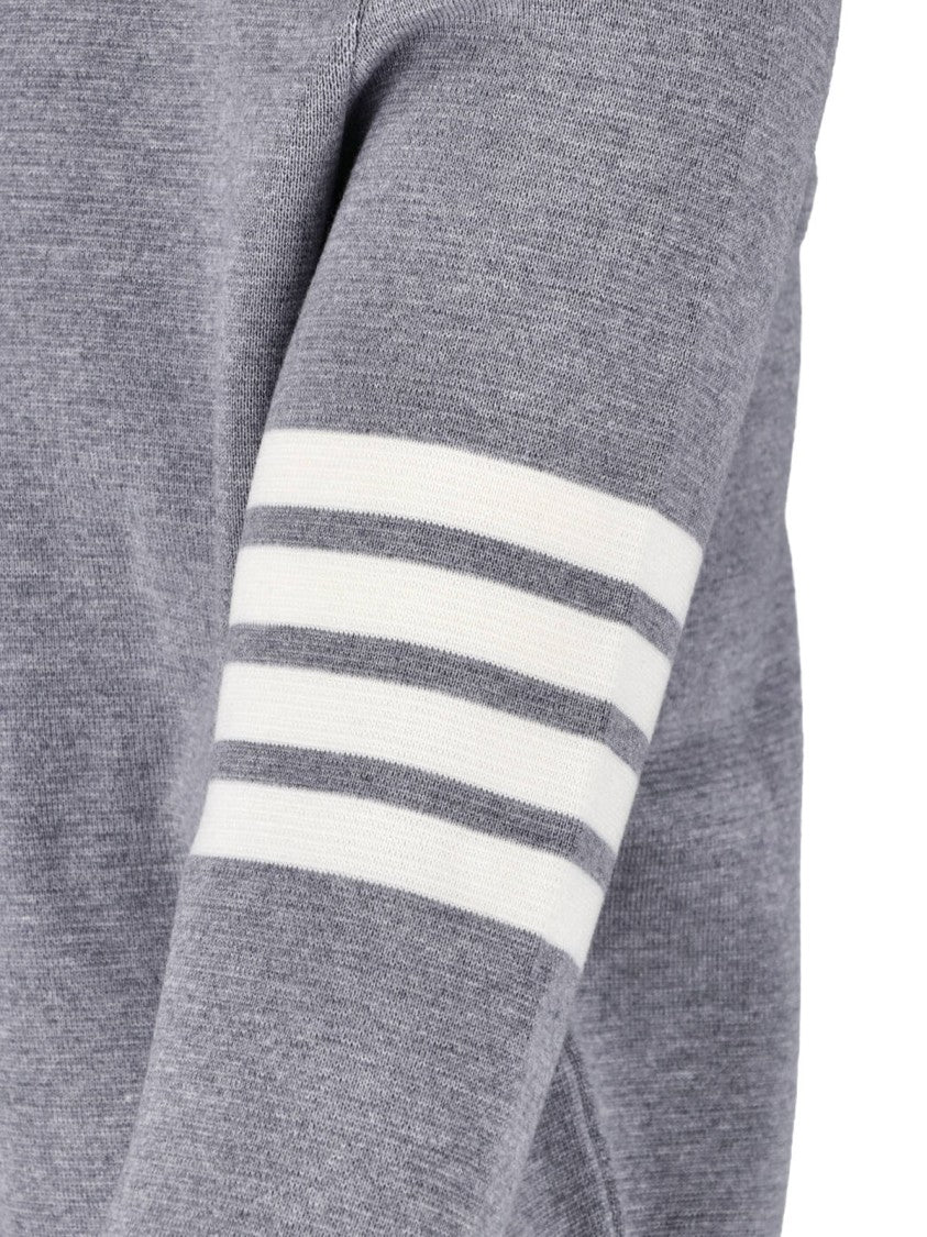 Thom Browne Crew Neck Knit Sweater With Distinctive Stripe Details