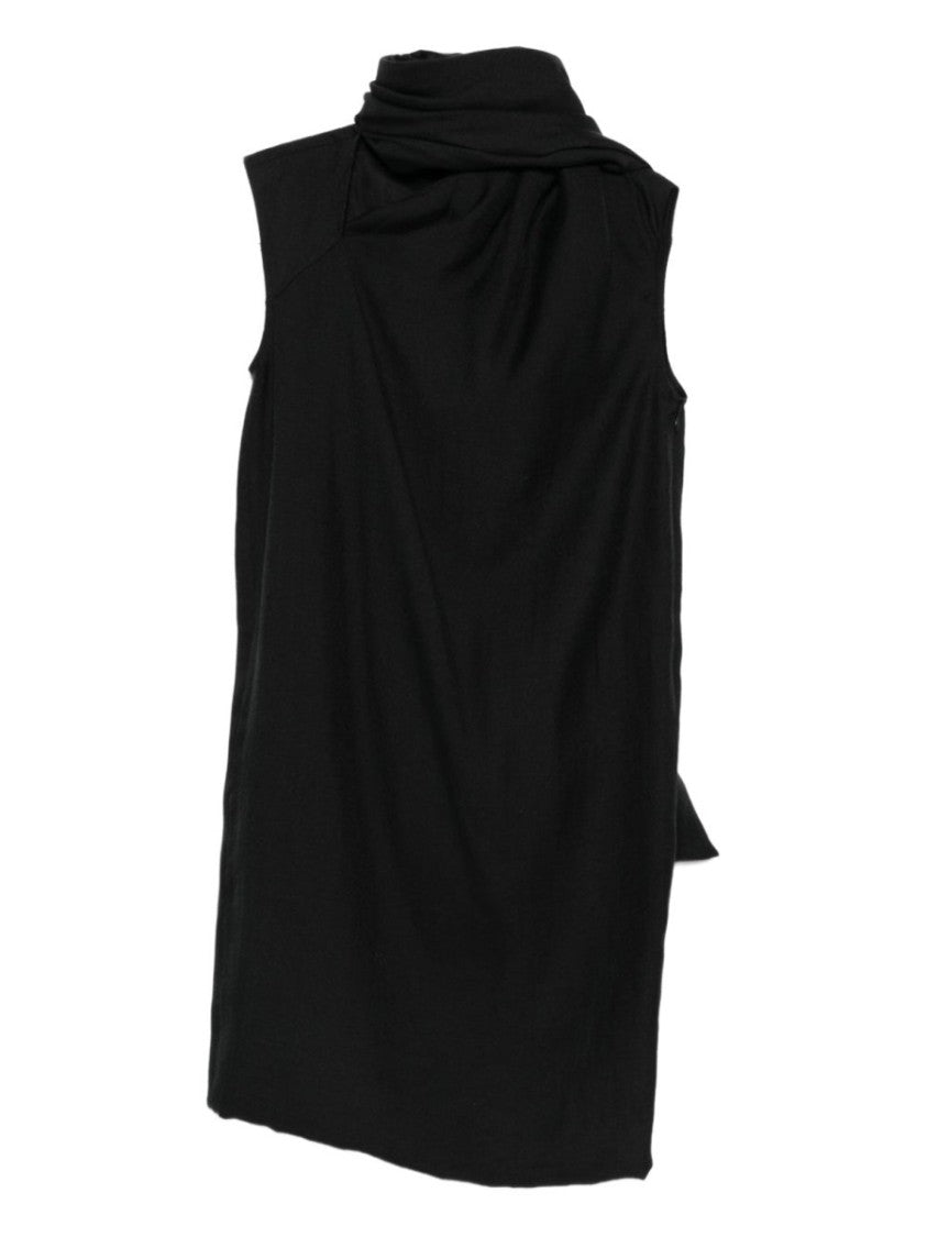Totême Black Sleeveless Draped Scarf Midi Dress