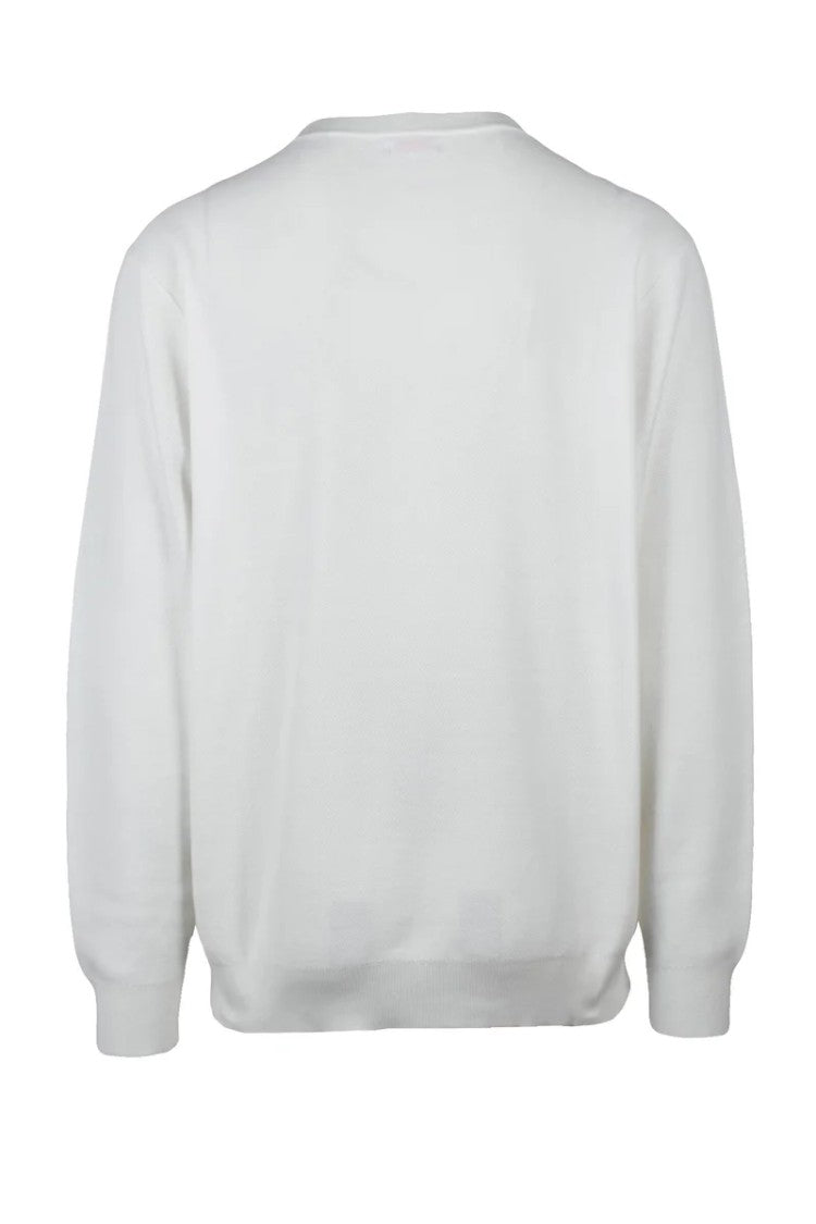 Sun68 White Crew Neck Cotton Sweater