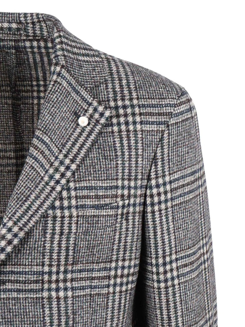Luigi Bianchi Tailored Plaid Jacket With Notch Lapels And Flap Pockets