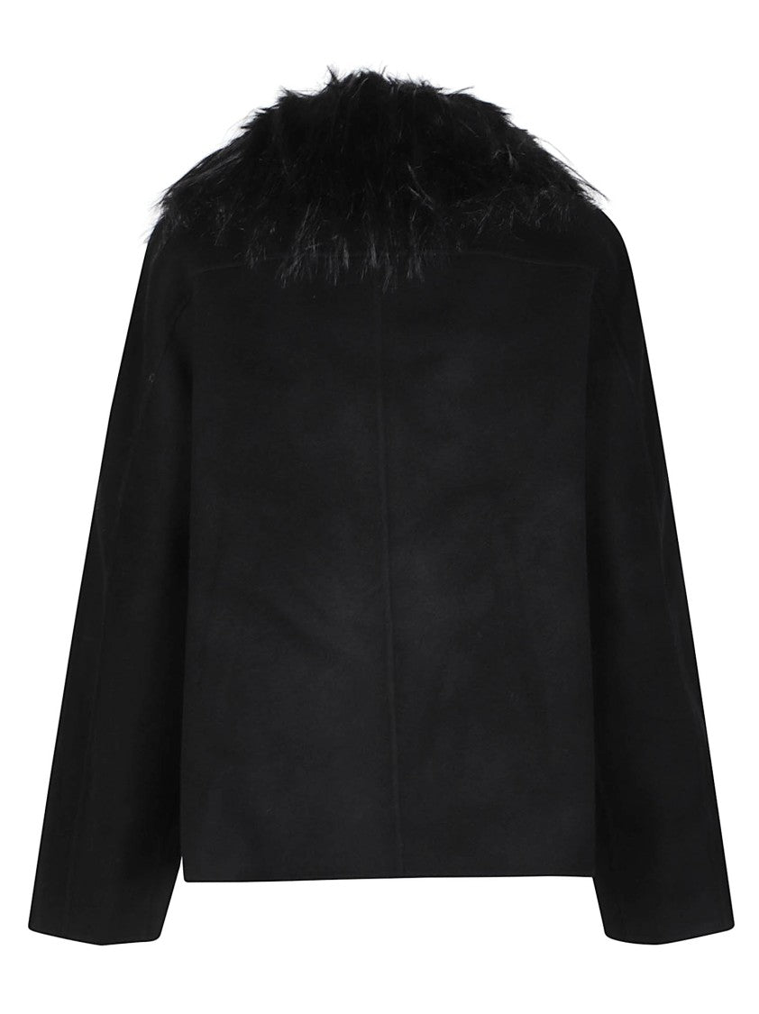 Loulou De Saison Rafe Faux Fur Collar Wool-Cashmere Jacket