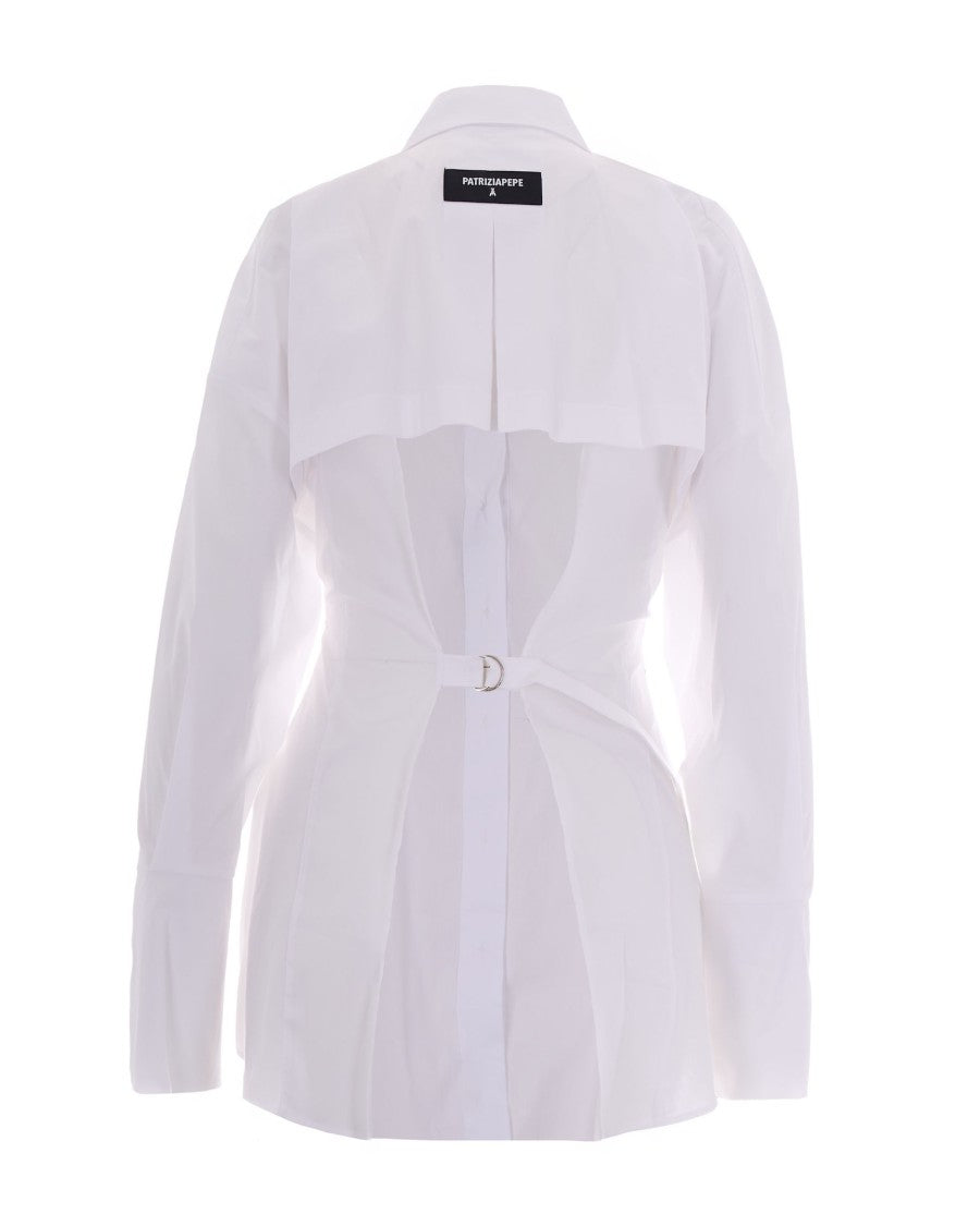 Patrizia Pepe Structured Cotton Poplin Shirt With Cut-Out Back And Metal Rivets