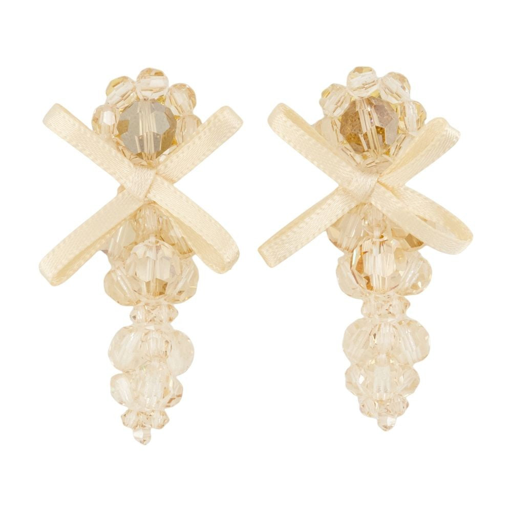 Simone Rocha Petite Bow Earrings - Crystal - Yellow