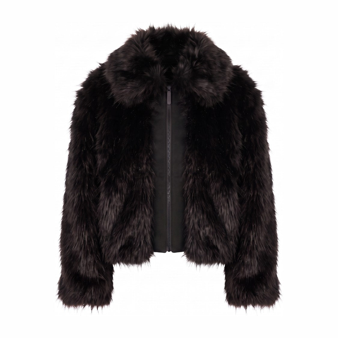 Mackage Black Oversized Wool Insert Faux Fur Jacket