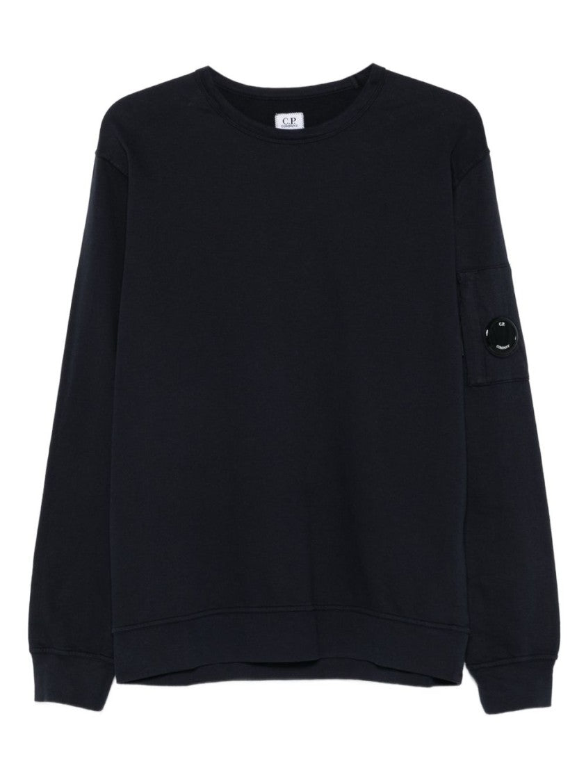 C.P. Company Dark Blue Cotton Sweatshirt With Signature Sleeve Logo