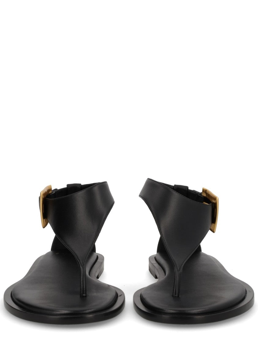 Balmain Flat Sole Ankle Strap Sandals