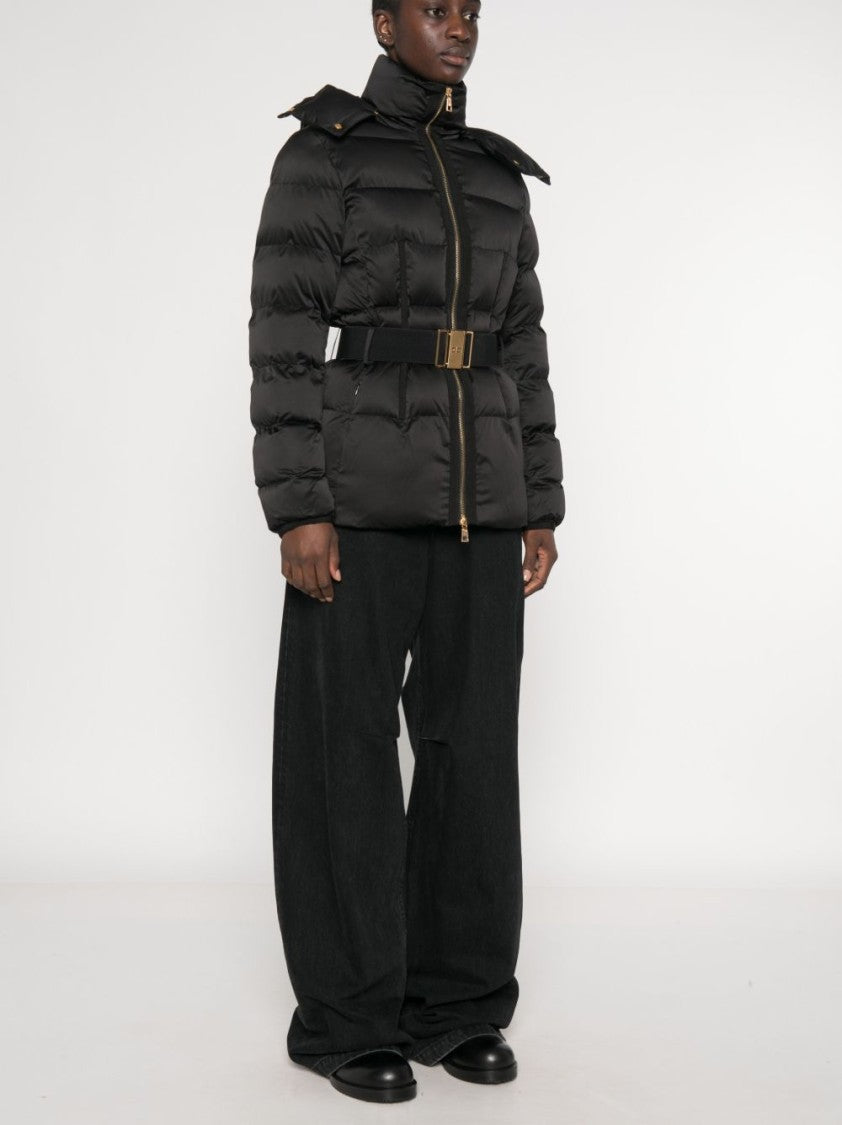 Elisabetta Franchi Quilted Padded Jacket With Gold Hardware And Belted Design