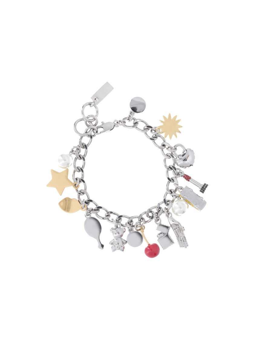 Marc Jacobs Silver Trinket Charm Brass Link Bracelet