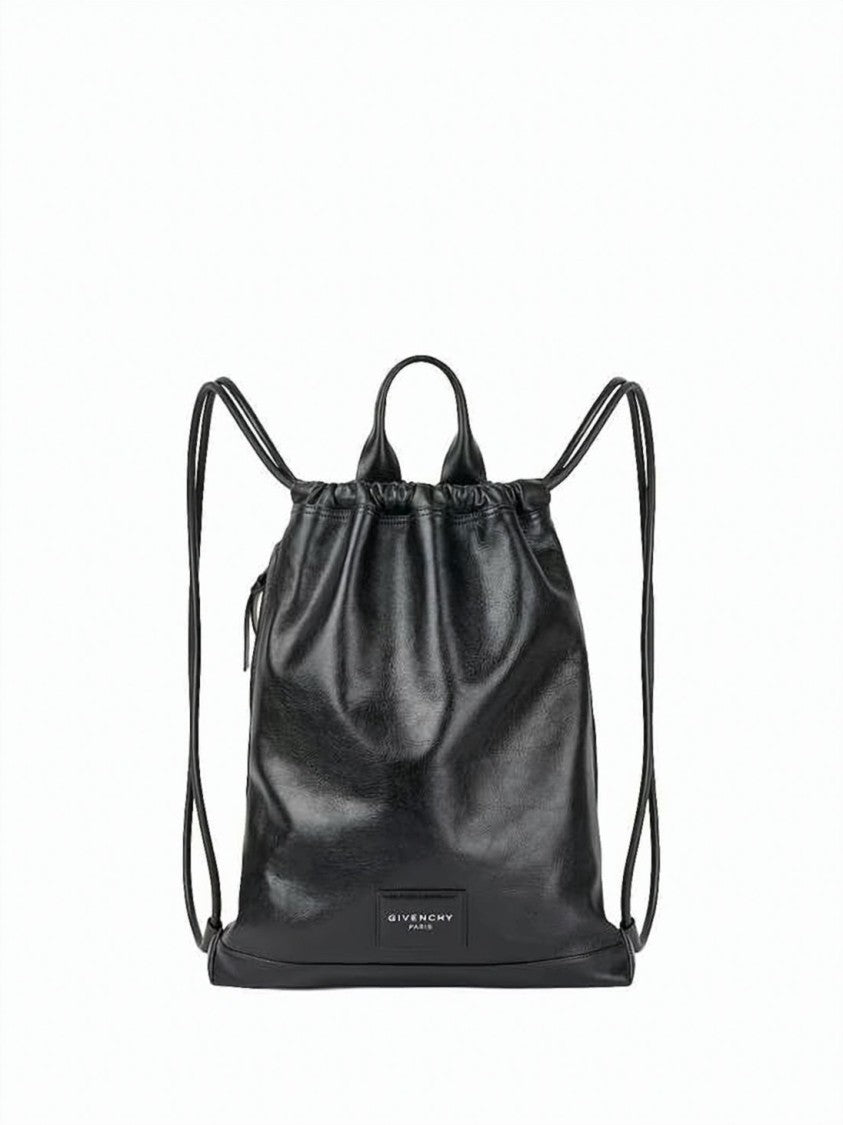 Givenchy Black Smooth Calf Leather Drawstring Backpack