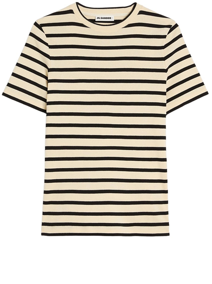 Jil Sander Cotton T-Shirt With Striped Pattern