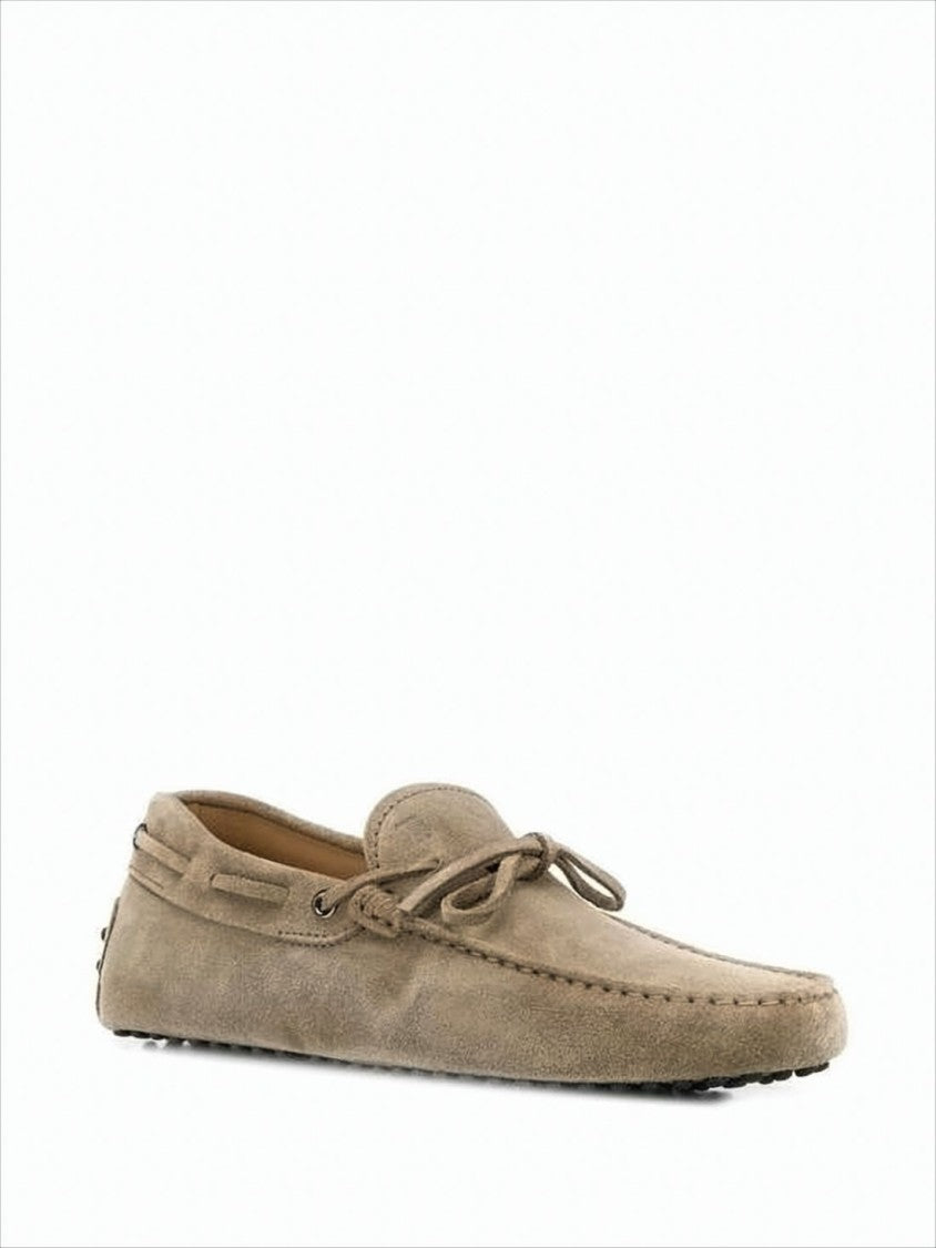 Tod's Brown Suede Moccasin-Toe Loafers With Lace-Up Design