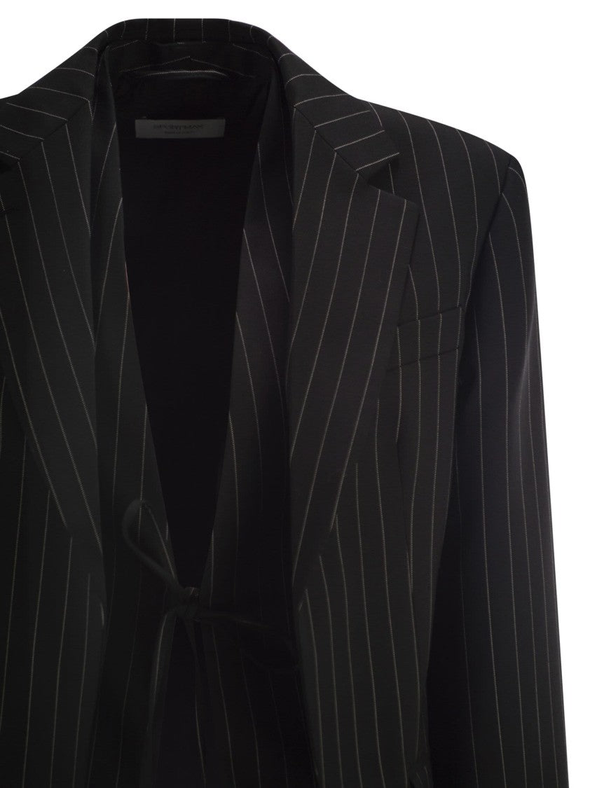 Sportmax Spxdivina - Tailored Blazer In Pinstriped Gabardine
