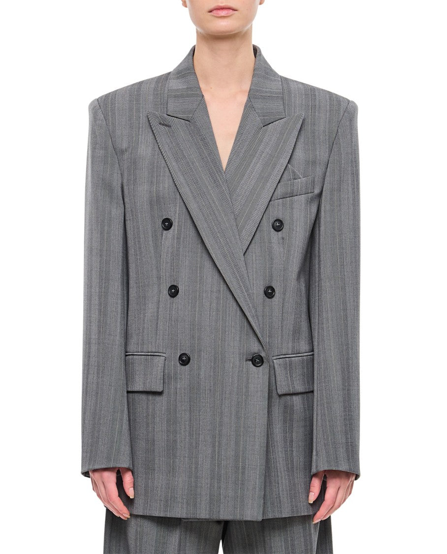 Sportmax Merlot Double Breasted Pinstripes Jacket