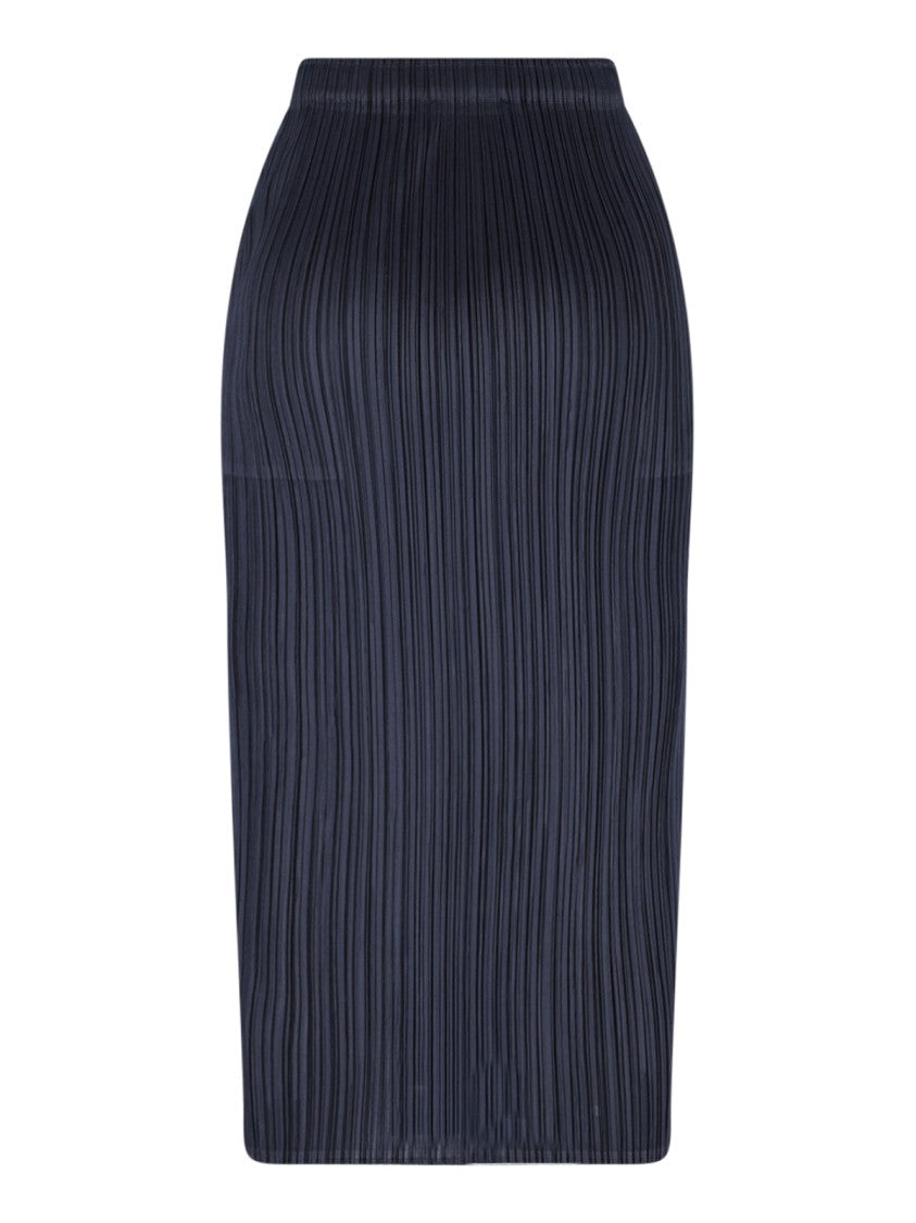 Pleats Please Midi Skirt In Blue Fabric, Navy Tone