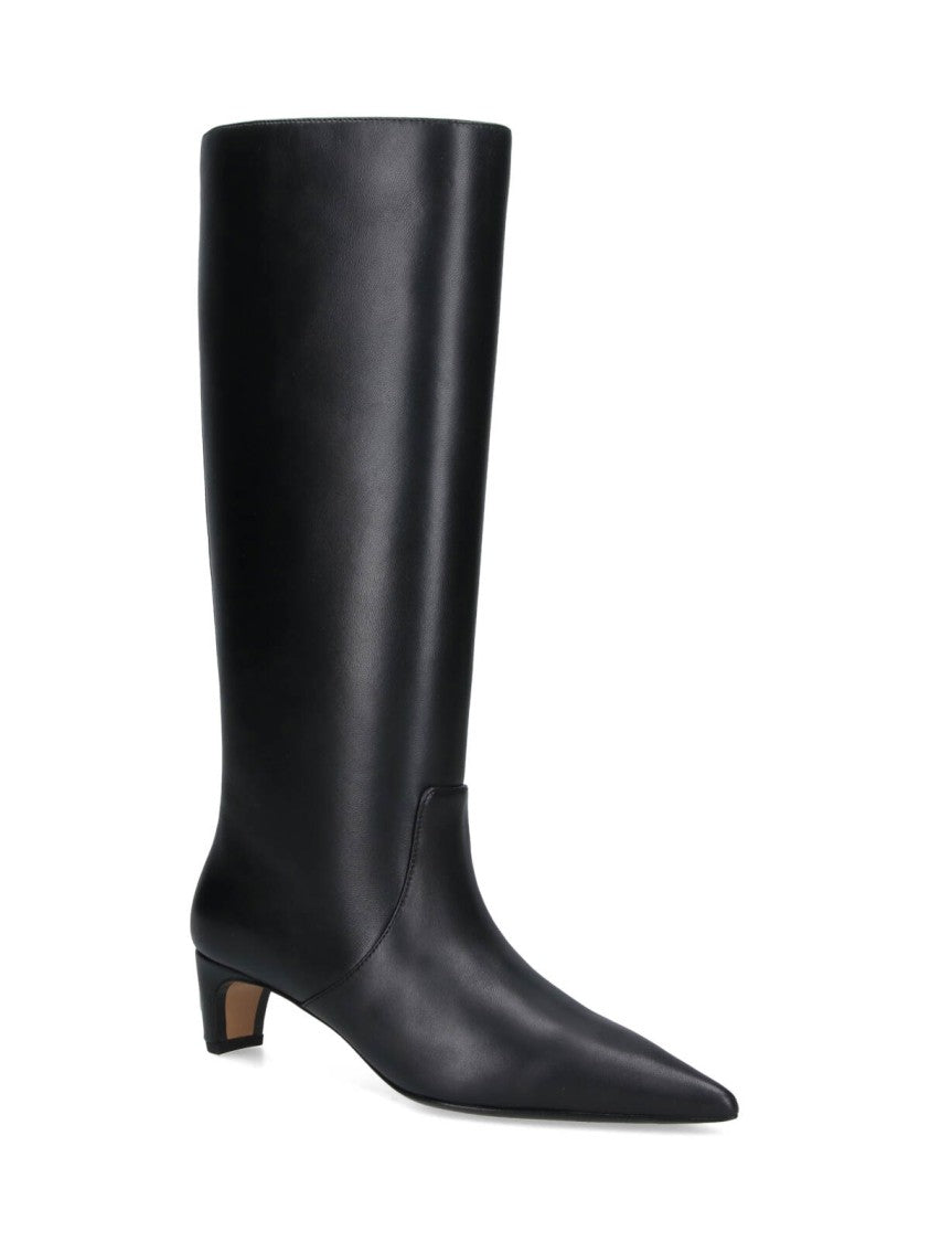 Marc Jacobs Pointed Toe Black Lambskin Boots With Raised Stitching