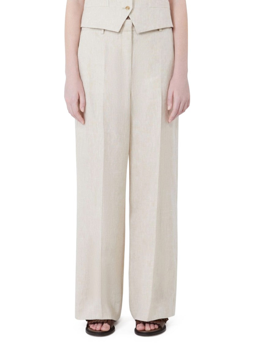Max Mara Linen Wide-Leg Trousers With High Waist