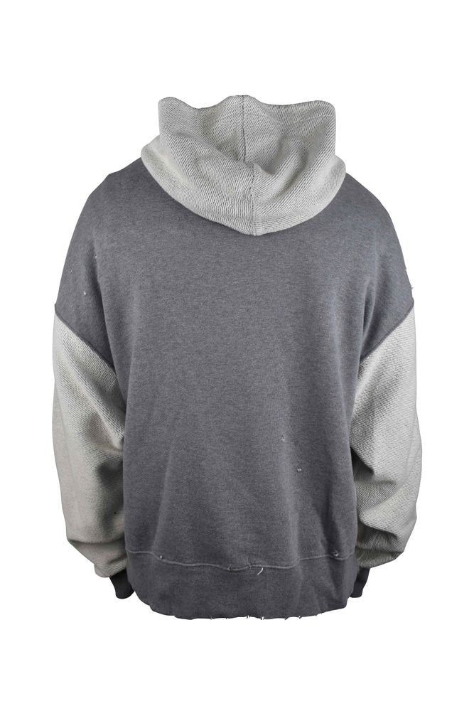 Palm Angels Patchwork Yoke Hooded Sweatshirt With Distressed Details