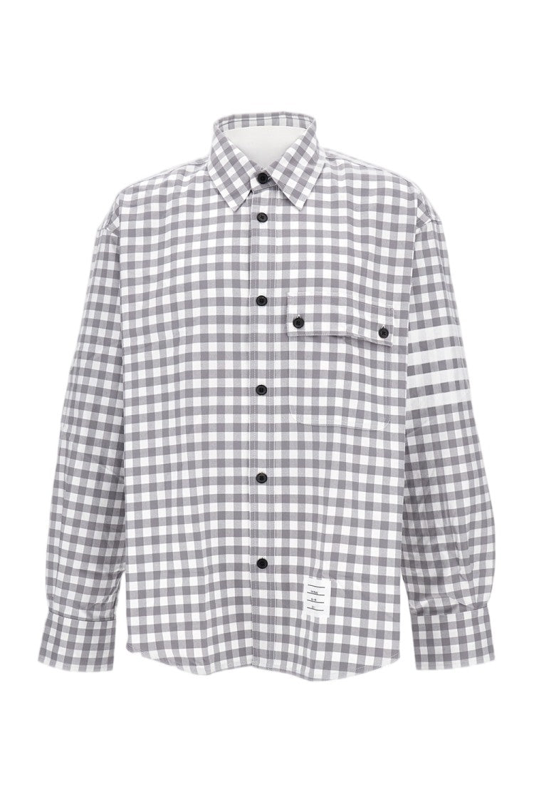 Thom Browne Checked Oversized Cotton Shirt With Four-Stripe Detail