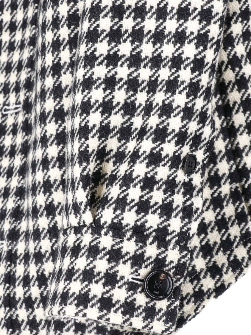 Ami Paris Classic Houndstooth Pattern Wool Jacket With Pointed Collar