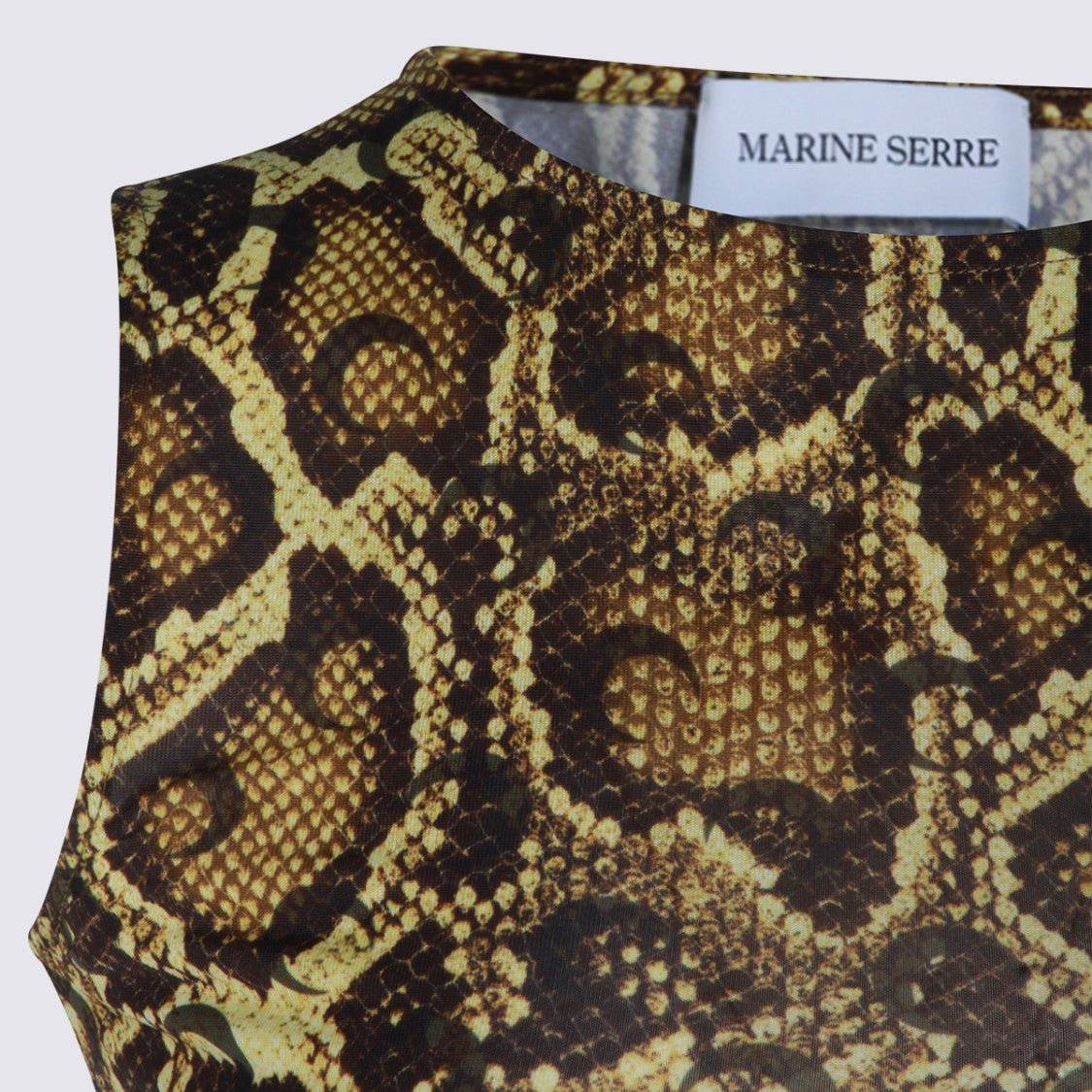Marine Serre Sleeveless Maxi Dress With Asymmetrical Hemline And Exotic Snake Print