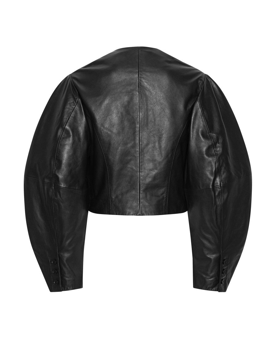 Rotate Black Short Fitted Leather Jacket