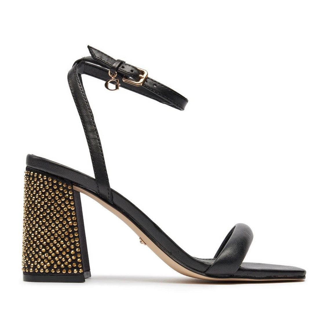 Guess Black Gelectra Studded Block Heel Sandals