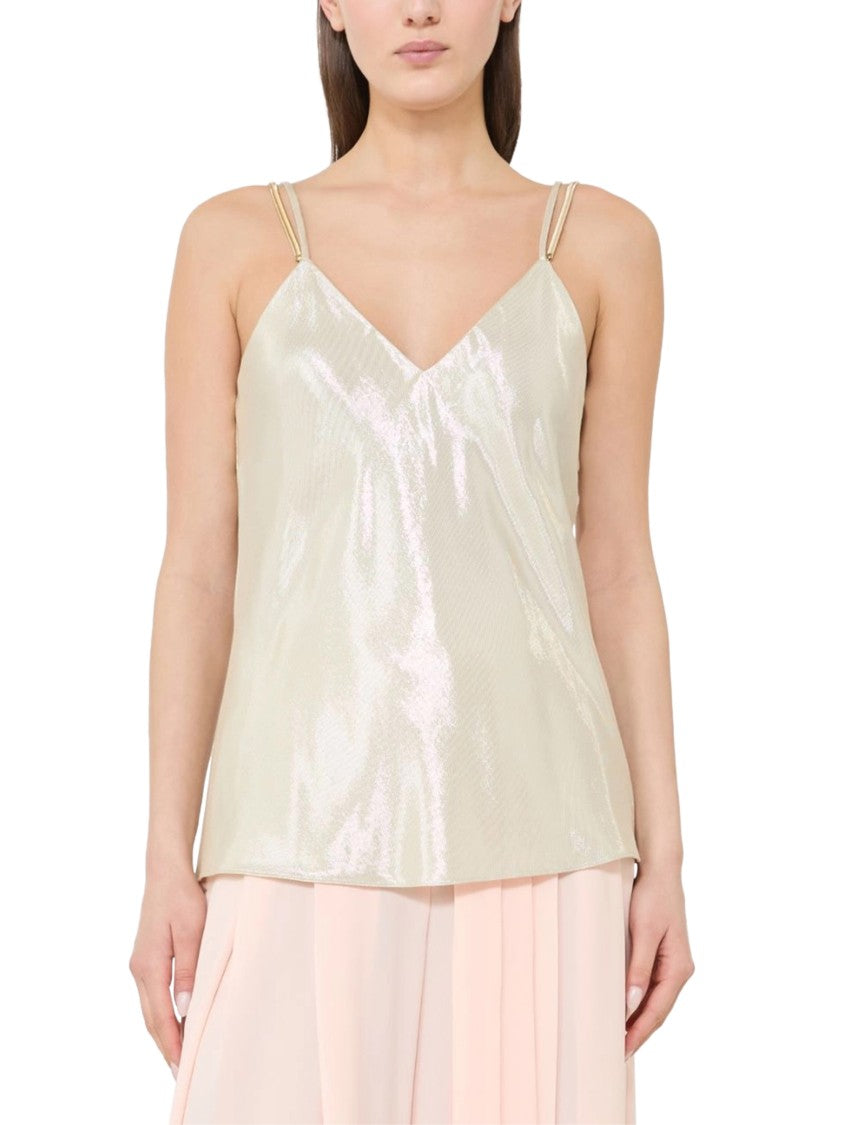 Max Mara V-Neck Camisole With Reflective Finish And Spaghetti Straps