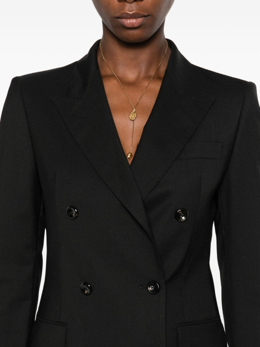 Tagliatore Double-Breasted Tailored Blazer In Black Wool Blend