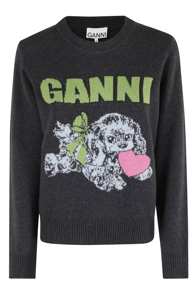 Ganni Graphic Wool Mix Puppy Sweater